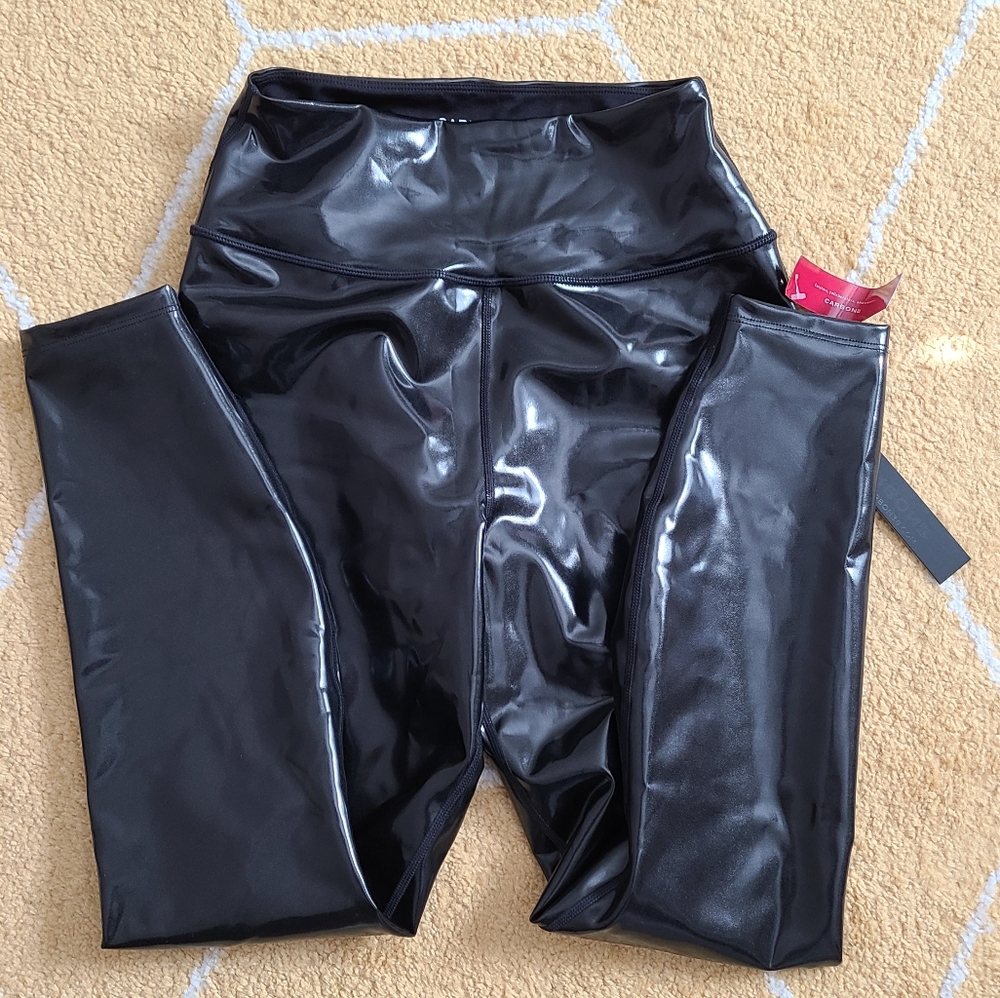 Carbon38 Faux leather full length slim pants